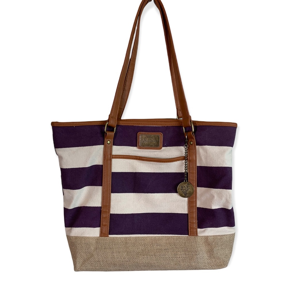 Younique Striped Canvas Tote Bag
